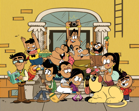 Pictured (Back row L-R): Nickelodeon's the Casagrande family; CJ, Grandma Rosa, Frida, Grandpa Hector, Carlitos, and Carlota. Front row: Carlos, Sergio, Bobby, Maria, Ronnie Anne, Lalo, and Carl. (Photo: Business Wire)