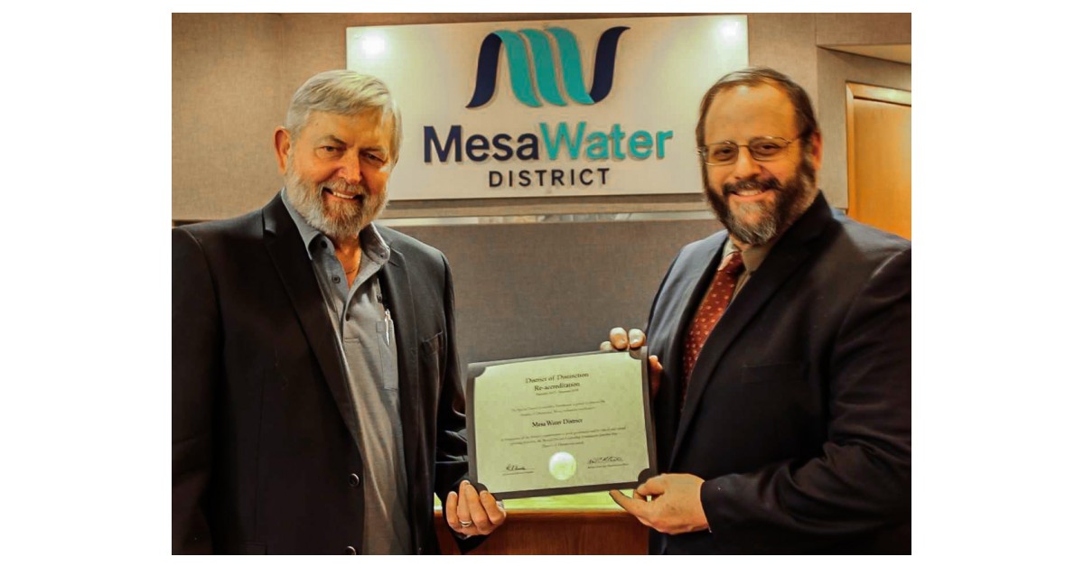 Mesa Water Reaccredited as a “District of Distinction” by the Special