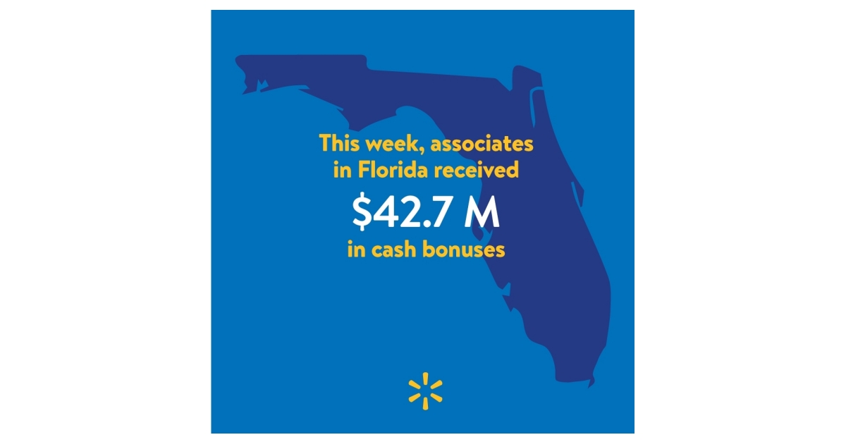 Walmart Associates in Florida To Receive Approximately 42.7 Million in