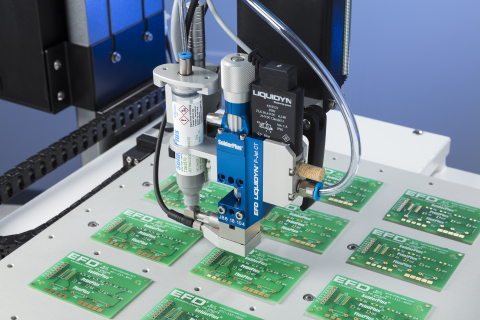 The Liquidyn P-Jet SolderPlus jetting system from Nordson EFD includes a jet valve and pre-qualified ... 