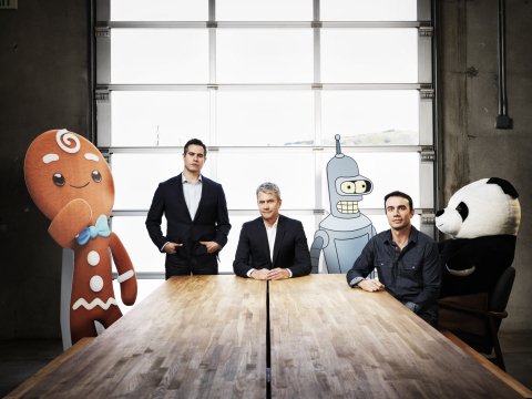 Jam City co-founders Josh Yguado, Chris DeWolfe and Aber Whitcomb (left to right) (Photo: Business Wire)