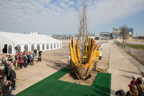 Cook broke ground on their new facility by planting a large Tulip Poplar tree, symbolizing new life in the old property.(Photo: Business Wire) 