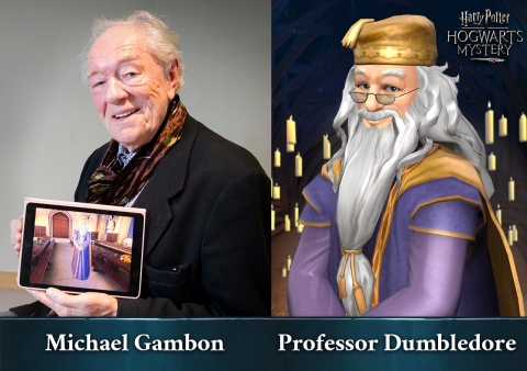 Майкл Гэмбон в роли Профессора Дамблдора в мобильной игре Гарри Поттер: Тайна Хогвартса от студии Jam City (Фотография: Business Wire)