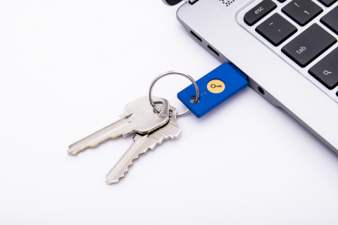 The Security Key by Yubico delivers FIDO2 and FIDO U2F in a single device, supporting existing U2F two-factor authentication (2FA) as well as future FIDO2 passwordless implementations. (Photo: Business Wire)
