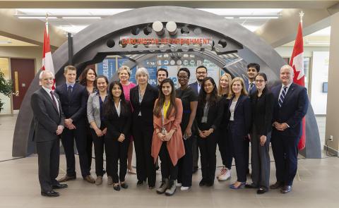 The Hon. Patty Hajdu, Minister of Employment, Workforce Development and Labour, with elected officials and CO-OP students from OPG, introducing Student Jobs Program for the Electricity Sector, at The Darlington Nuclear Information Center. (Photo: Business Wire)