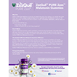 Vicks® ZzzQuil™ PURE Zzzs™ Melatonin Gummies Product Fact Sheet (Graphic: Business Wire)