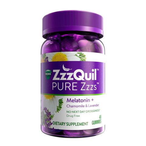 Vicks® ZzzQuil™ PURE Zzzs™ Melatonin Gummies Product Image (Photo: Business Wire)
