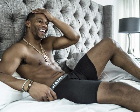 "No reason to leave bed when I'm in my @Hanes Comfort Flex Fit Boxer Briefs #ad #VouchforthePouch."  ... 
