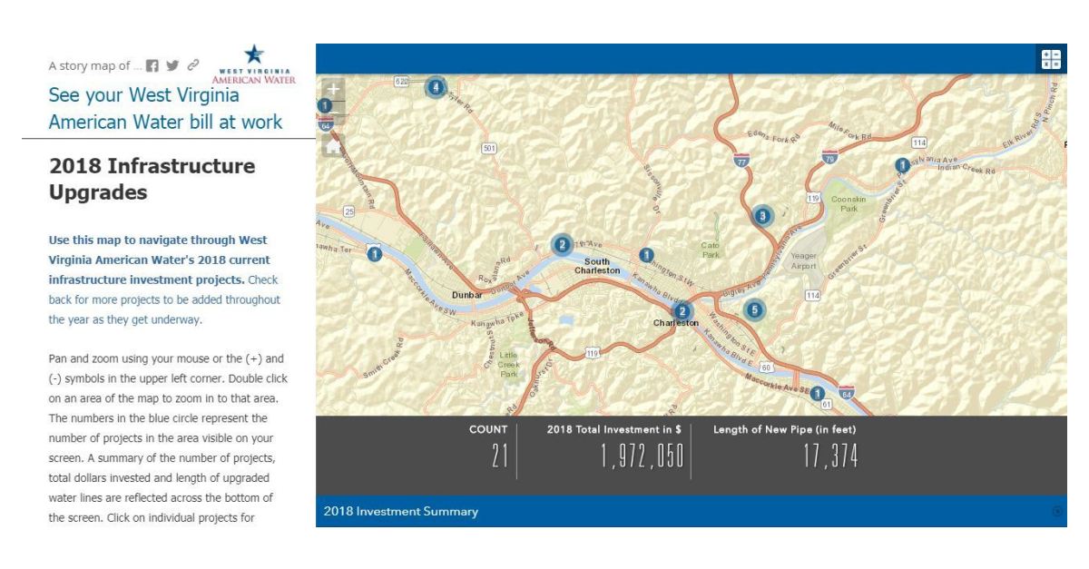 West Virginia American Water Launches 2018 Infrastructure Upgrade Map   2018 WVAW StoryMap Sample 