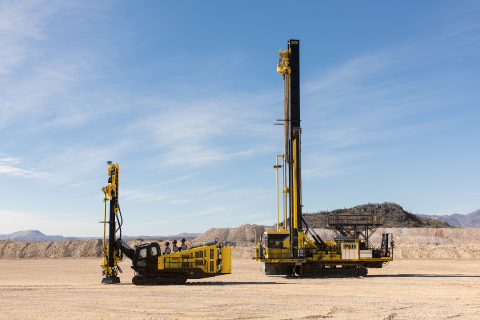 Komatsu's 44XT (left) and 77XR drills pictured at the company's Arizona Proving Grounds. (Photo: Business Wire)