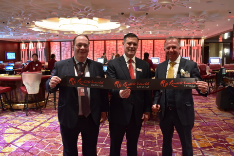 Resorts World Catskills Executives Jack Kennedy, Kevin Kline and Charles Degliomini open exclusive Palace High Limit Gaming (Photo: Business Wire)