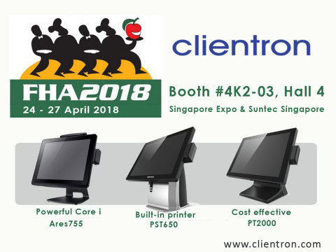 Clientron to introduce its latest POS terminals at FHA 2018 (Graphic: Business Wire)