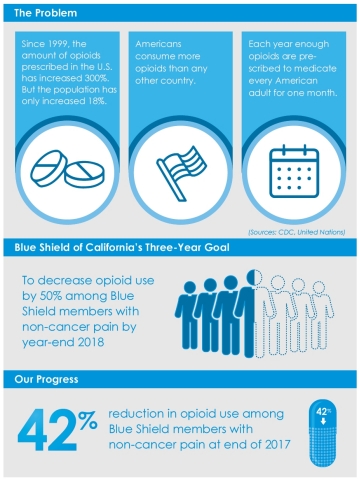Infographic: Blue Shield of California on Track to Reduce Opioid Use Among Members by 50 Percent by End of 2018 (Graphic: Business Wire)