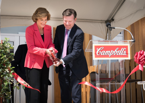 Campbell’s President and CEO Denise Morrison and Bright Horizons CEO Stephen Kramer cut the ribbon t ... 