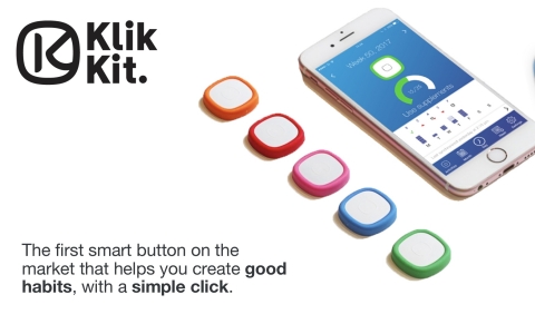 The Klikkit smart button trains your brain to remember positive habits. (Graphic: Business Wire)