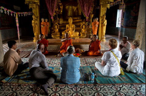 A monk blessing in Cambodia (Photo: Business Wire)