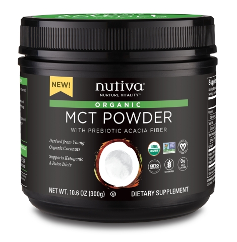 Nutiva®, pioneer of plant-based organic superfoods that nurture vitality, today announced the launch of the world’s first USDA Certified Organic MCT Powder, or NuMCT™, a supplement uniquely crafted from 100 percent young organic coconuts and gut-supportive prebiotic acacia. (Photo: Business Wire)