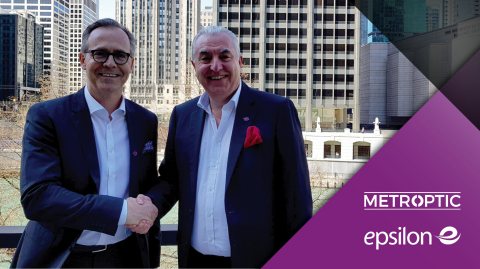 Metro Optic CEO, Michael Bucheit (left) and Epsilon Chief Commercial Officer, Carl Roberts, celebrating their partnership confirmed during ITW, May 6-9 in Chicago. (Photo: Business Wire)