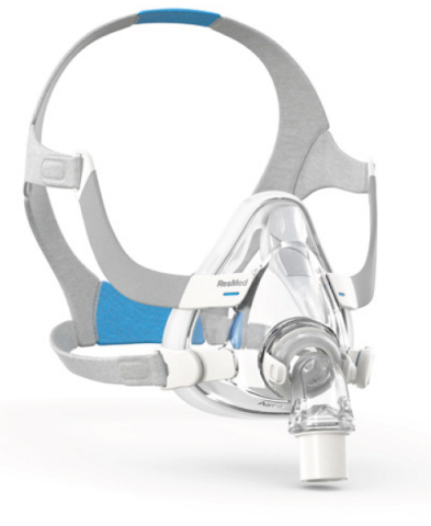 ResMed AirFit F20 full face CPAP mask, with QuietAir diffuser vent elbow (Photo: Business Wire)