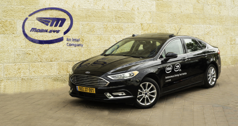 The first of the Intel Mobileye 100-car fleet hits the road in Jerusalem in May 2018. Intel and Mobi ... 