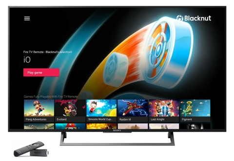 Blacknut's home screen on Amazon Fire TV showcases a selection of titles playable with the Fire TV r ...