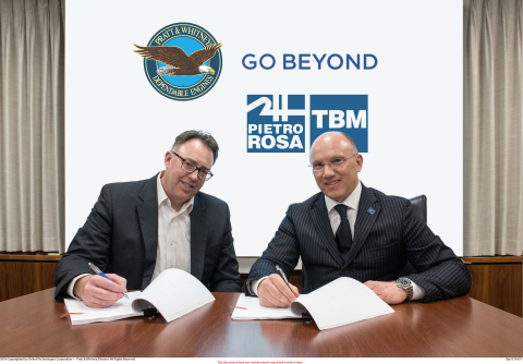 Left - Art Erikson - Executive Director Strategic Sourcing and Contracts - Pratt & Whitney
Right - Mauro Fioretti – President and CEO - Pietro Rosa TBM Group (Photo: Business Wire)