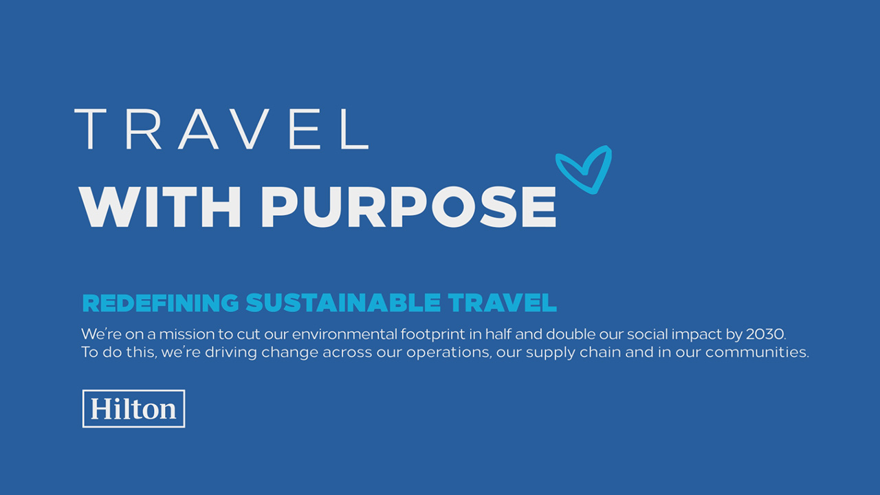 Hilton's 2030 Travel with Purpose Goals Animated Graphic
