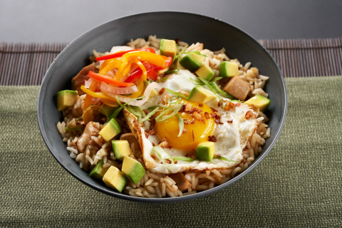 Chicken Adobo and California Avocado Fried Rice Topped with Pickled Vegetables by Chef Marge Manzke of Sari Sari Store in Los Angeles, CA (Photo: Business Wire) 