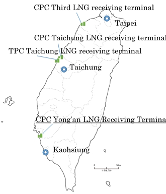 Location of LNG Receiving Terminals in Taiwan (Graphic: Business Wire)