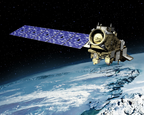 Artist rendering of NOAA's JPSS spacecraft in orbit. NASA has exercised options for JPSS-3 and JPSS-4 to be built by Orbital ATK. The company is currently producing JPSS-2. (Graphic: Business Wire)