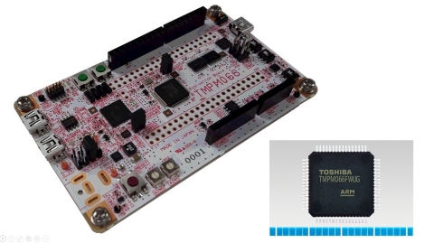 Toshiba: A microcontroller "TMPM066FWUG" supporting Arm Mbed OS and Mbed evaluation board "AdBun-M066" made by sensyst. (Photo: Business Wire)