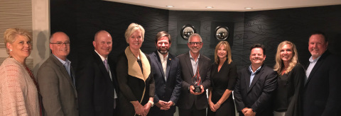 TE Connectivity honored Mouser Electronics with the 2017 Global High Service Distributor of the Year and the 2017 Customer Expansion Awards for Americas and EMEA regions. Pictured left to right at EDS are Mouser and TE representatives Maria Cannon, Keith Privett, Jeff Newell, Joan Wainwright, Terrence Curtin (TE CEO), Glenn Smith (Mouser CEO), Renee Mitchell, Mark Burr-Lonnon, Tammy Stine and Todd Sanders. (Photo: Business Wire)