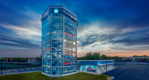Carvana's newest Car Vending Machine, located in Washington, D.C., stands eight stories high and holds up to 30 vehicles. The newest location joins its counterparts in Houston, Austin, San Antonio, Dallas, Nashville (Tenn.), Raleigh (N.C.), Charlotte (N.C.), Jacksonville (Fla.) and Tampa (Fla.). (Photo: Business Wire)