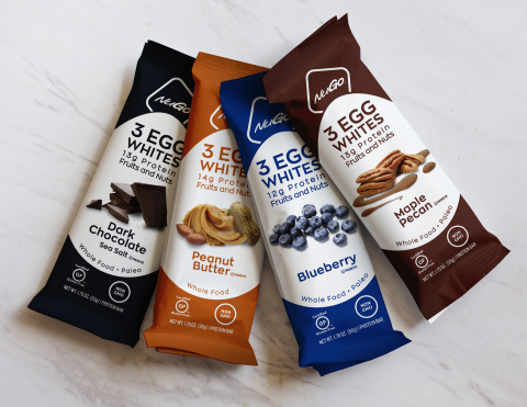 Gluten-Free, Paleo and Non-GMO NuGo Egg White Protein Bars (Photo: Business Wire)