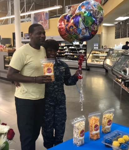 Omar and Charleese Hussan of Norfolk, VA-based Pop Culture Gourmet Popcorn, LLC celebrate their invitation to Open Call at a local store. (Photo: Business Wire)