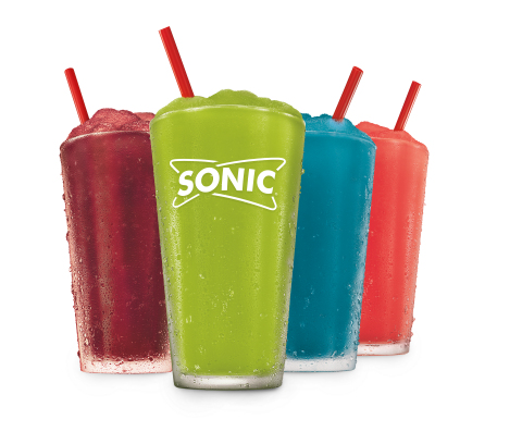 SONIC Snow Cone Slush Lineup - Tiger's Blood, Pickle Juice, Blue Hawaiian and Bahama Mama (from left to right) (Photo: Business Wire)
