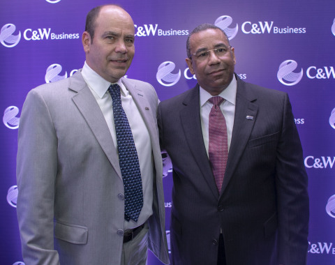 (From left to right) Mario Marciano, C&W Business, Vice President of LATAM and Teudis Quezada, C&W Business, Country Manager, Santo Domingo, Dominican Republic, June 7, 2018. (Photo: Business Wire)
