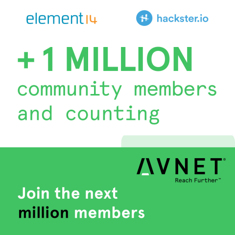 Avnet celebrates one million members who have joined its online communities of element14.com and Hackster.io, creating the world's largest collaborative networks of engineers, entrepreneurs and developers who learn from each other's product ideas. (Graphic: Business Wire)
