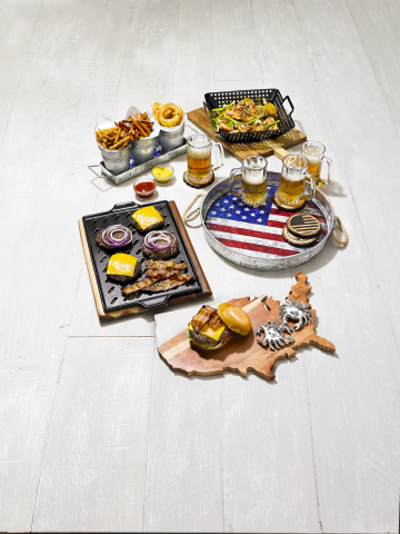 Make sure Dad is the king of barbeque with top-of-the line grilling tools, and let him enjoy cold beverages in style with sophisticated glassware sets, all available at Macy’s. (Photo: Business Wire)