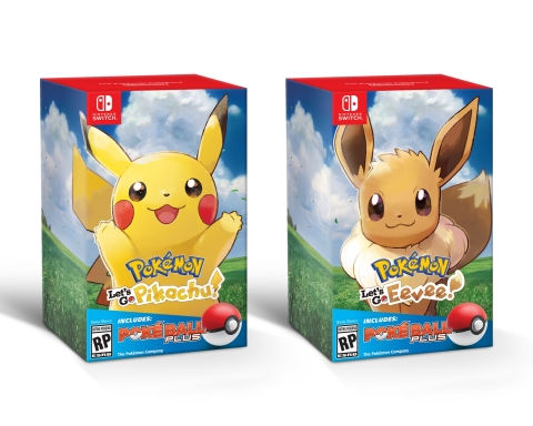 Nintendo is announcing two bundles, in which players can get Pokémon: Let’s Go, Pikachu! or Pokémon: Let’s Go, Eevee! with one Poké Ball Plus at a suggested retail price of $99.99 each. (Photo: Business Wire)