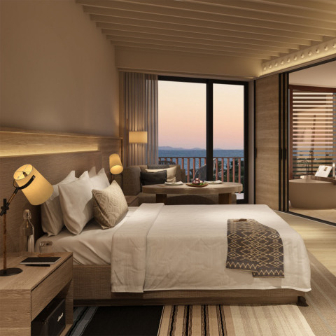 One of the beautiful guest suites at Six Senses Kaplankaya outfitted with Lighting Science's GoodNight® bulbs to help create the ultimate guest sleep experience. (Photo: Business Wire)