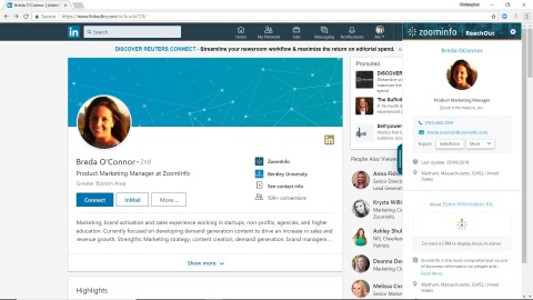 ReachOut 2.0 puts a user's accounts and contacts at their fingertips regardless of where they are on the Internet and enables direct export to leading CRMs and sales automation platforms (Photo: Business Wire)