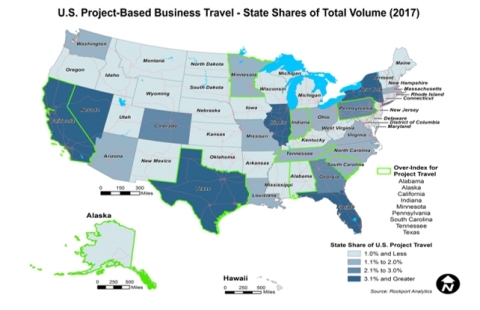 U.S. Project-Based Business Travel - State Shares of Total Volume (Photo: Business Wire)