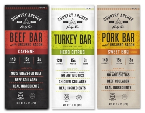 Country Archer Cayenne Beef Bar, Herb Citrus Turkey Bar and Sweet BBQ Pork Bar (Photo: Business Wire)