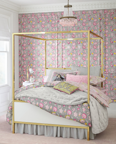 Bedroom in Liberty London Fabric x Pottery Barn Kids collection available today (Photo: Business Wir ... 