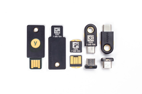The YubiKey FIPS Series hardware authentication devices include keychain and nano form factors for USB-A and USB-C interfaces. (Photo: Business Wire)