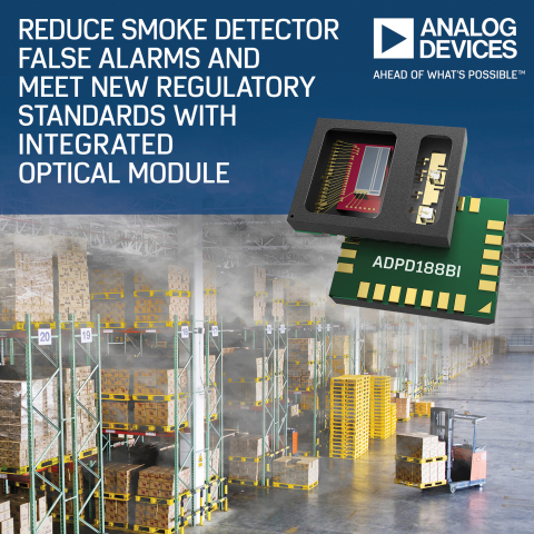 Analog Devices’ Integrated Optical Module Reduces Smoke Detector False Alarms and Meets New Regulatory Standards (Graphic: Business Wire)