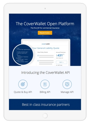 The CoverWallet Open Platform. The first API for commercial insurance. (Graphic: Business Wire)