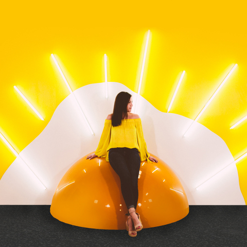 Bask in the light of an egg yolk sunrise on a giant sunny-side up egg at Hall of Breakfast, an interactive pop-up experience that celebrates everything about the greatest meal of the day. (Photo: Business Wire)