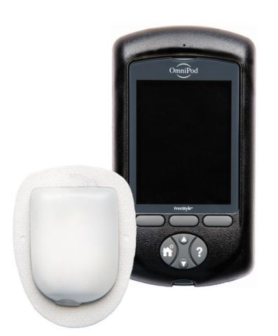 Insulet’s Omnipod Insulin Management System; Waterproof*, tubeless Pod, and handheld wireless Personal Diabetes Manager with built in BGM (Photo: Business Wire)